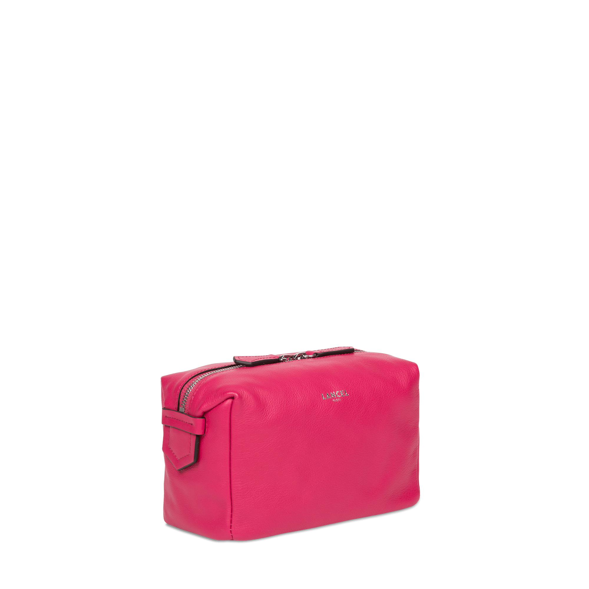Trousse toilette Néo Pop M en cuir lisse - Fuchsia