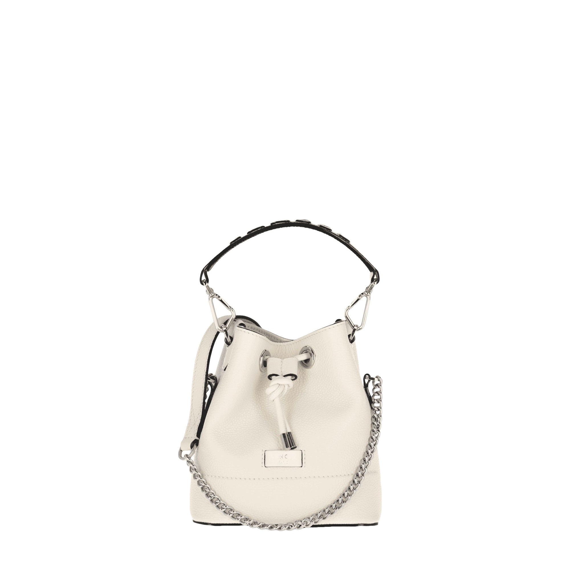 Mini sac seau Ninon en cuir grainé - Neige