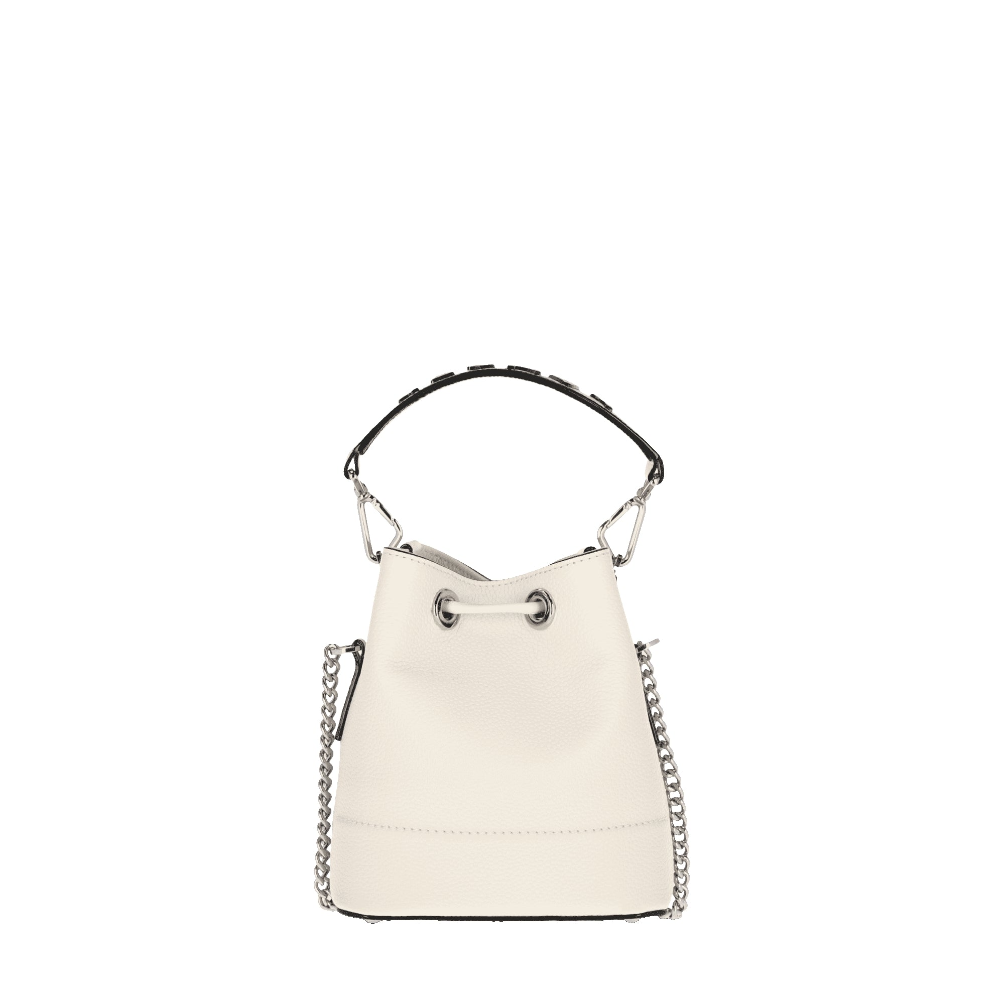 Mini sac seau Ninon en cuir grainé - Neige