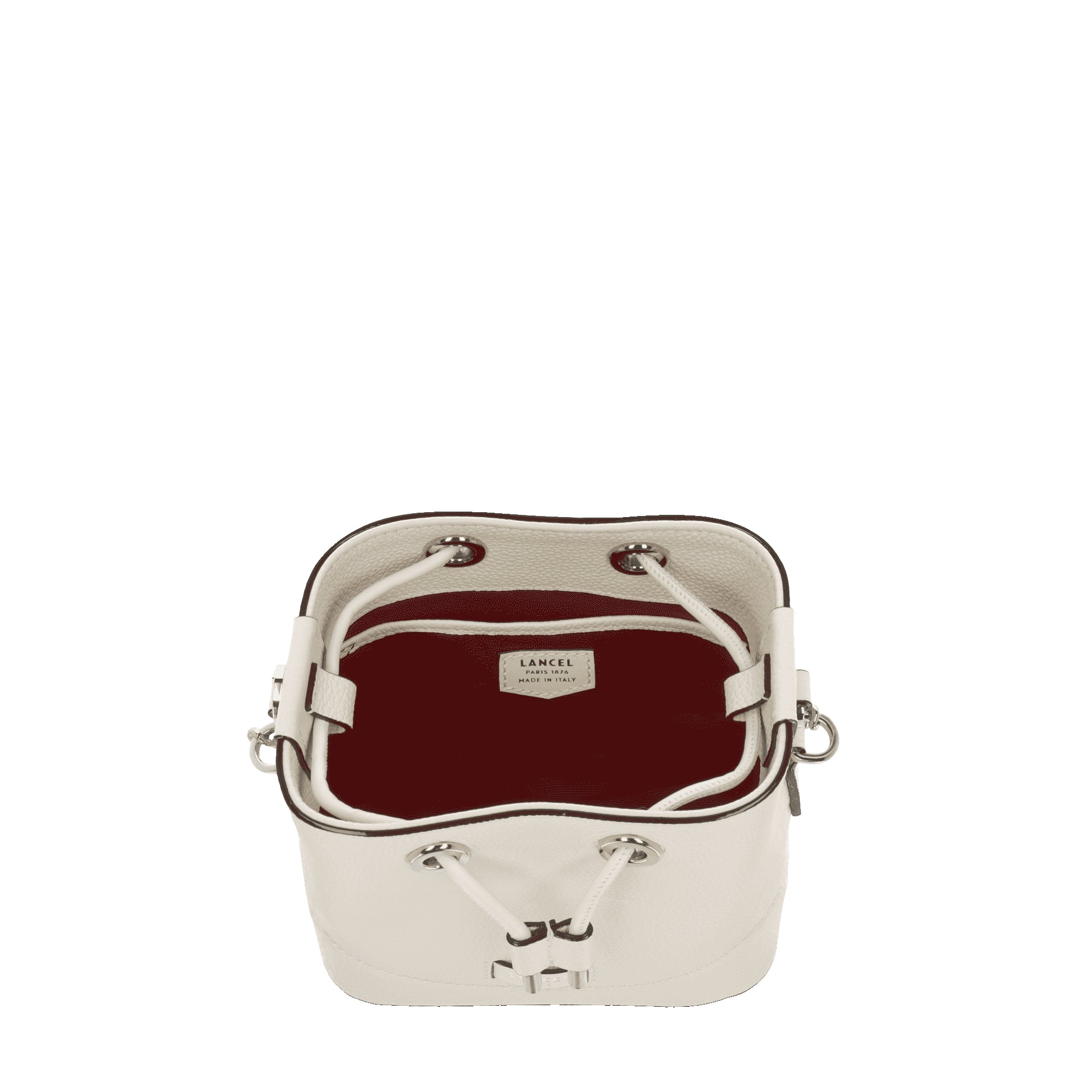 Mini sac seau Ninon en cuir grainé - Neige