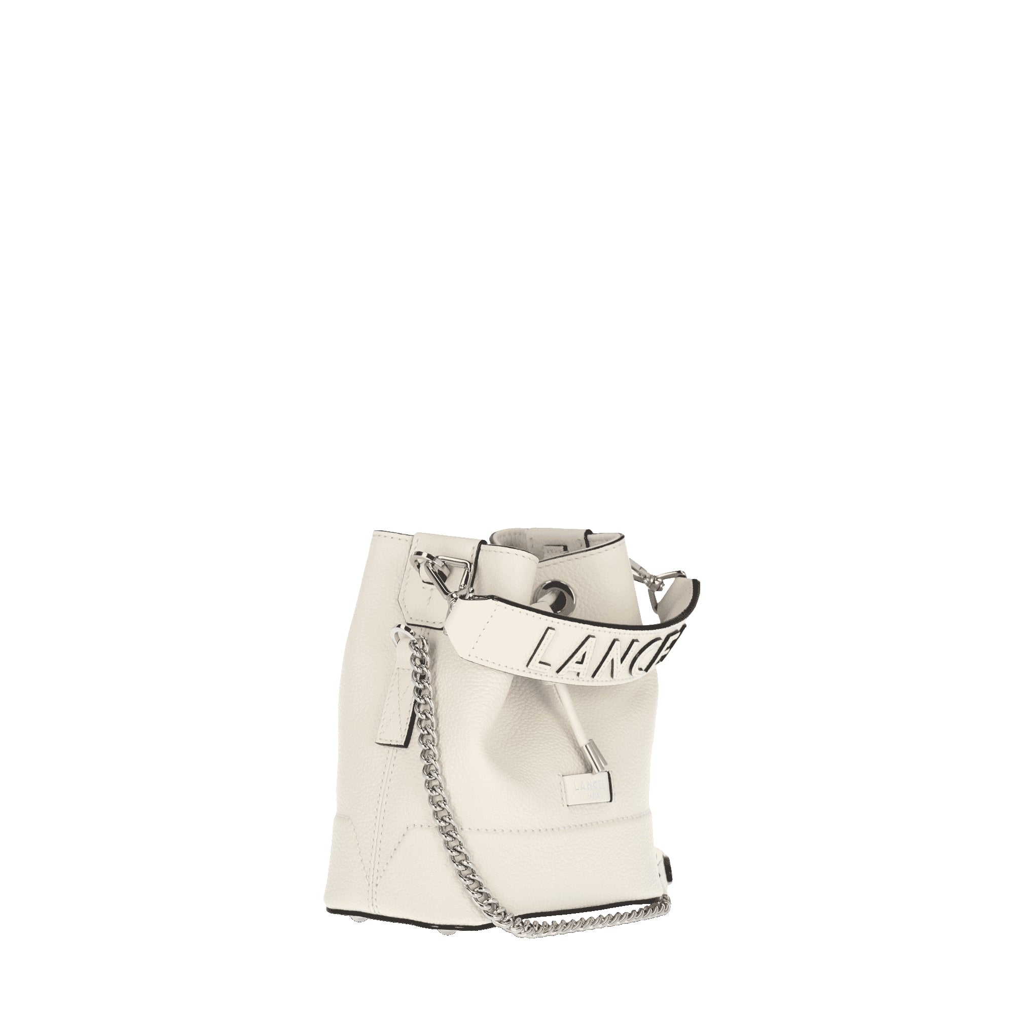 Mini sac seau Ninon en cuir grainé - Neige