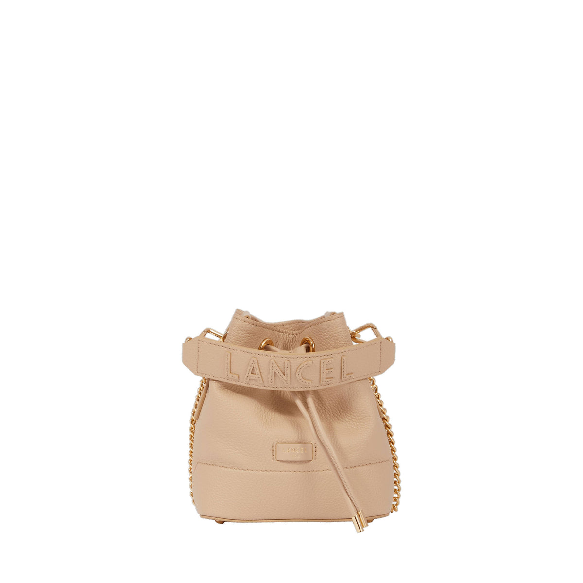 Ninon mini bucket bag in leather - Cappuccino & Gold