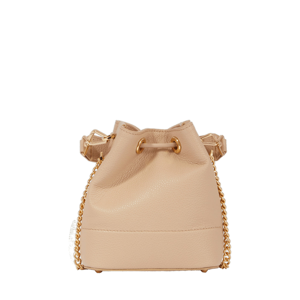 Ninon mini bucket bag in leather - Cappuccino & Gold