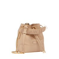 Ninon mini bucket bag in leather - Cappuccino & Gold