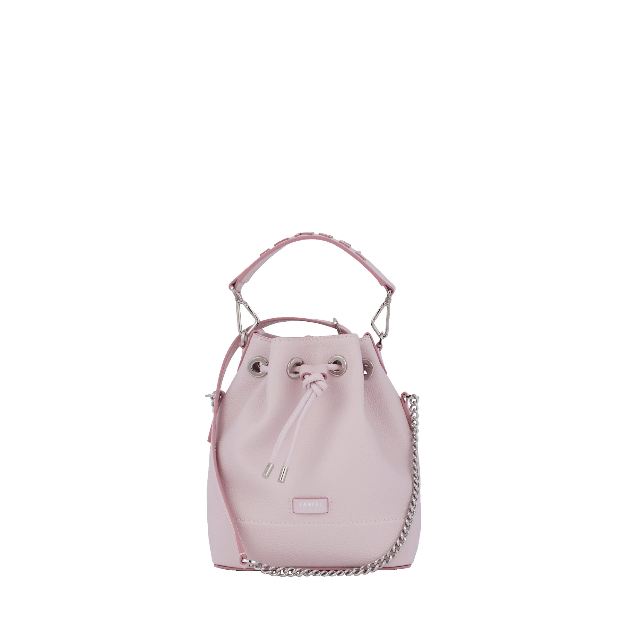 Mini sac seau Ninon en cuir grainé - Rose Dragee