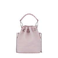 Mini sac seau Ninon en cuir grainé - Rose Dragee