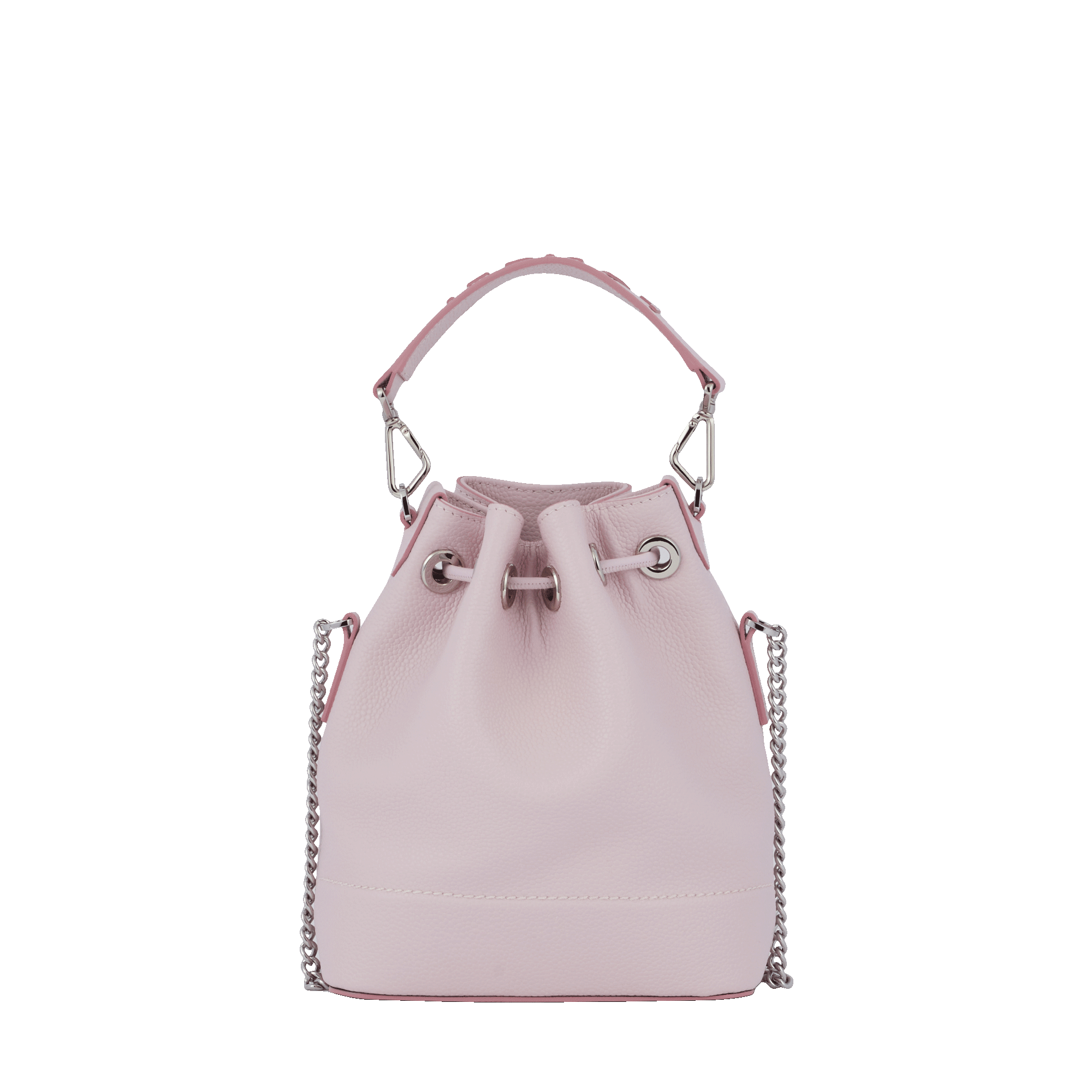 Mini sac seau Ninon en cuir grainé - Rose Dragee