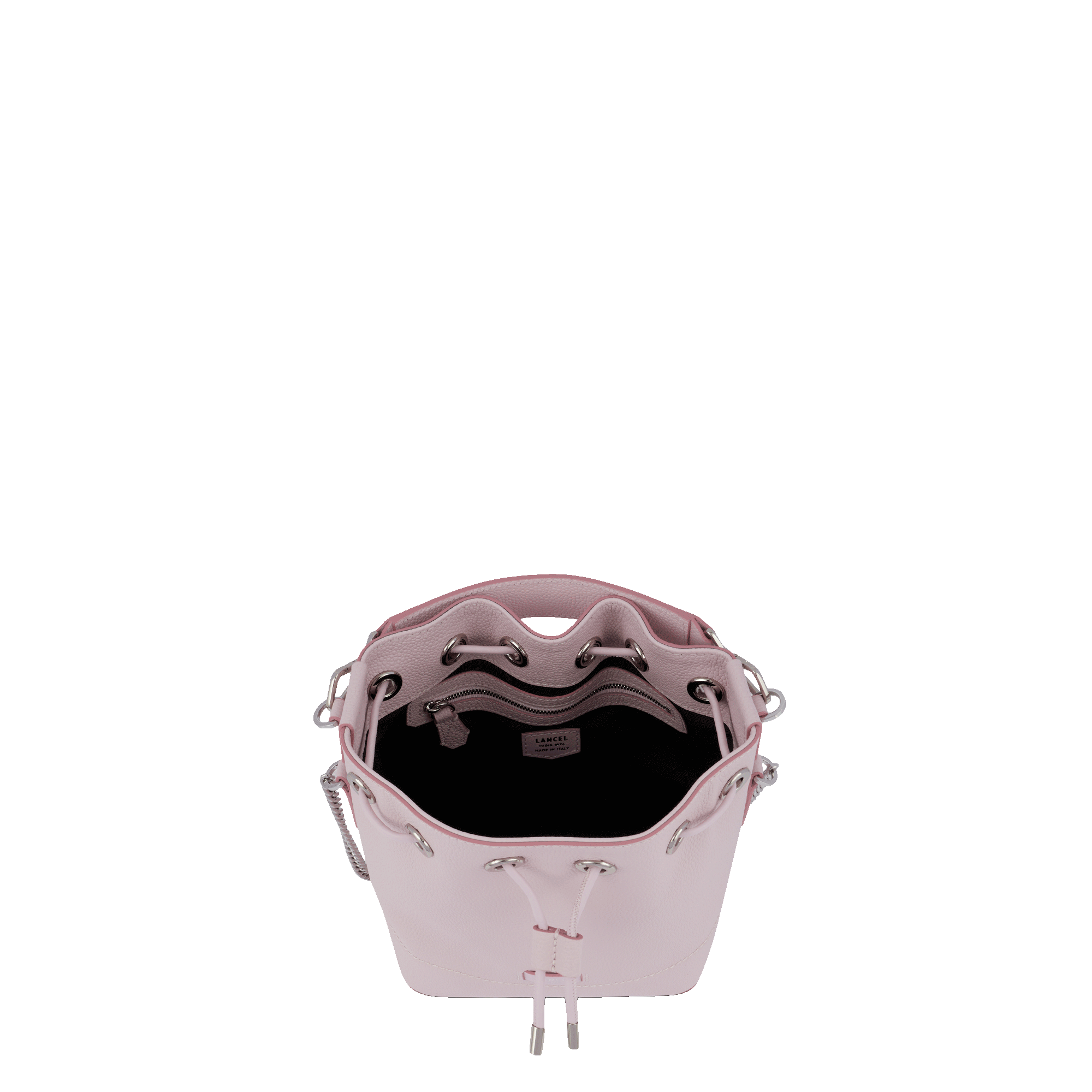 Mini sac seau Ninon en cuir grainé - Rose Dragee