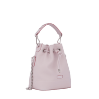 Mini sac seau Ninon en cuir grainé - Rose Dragee