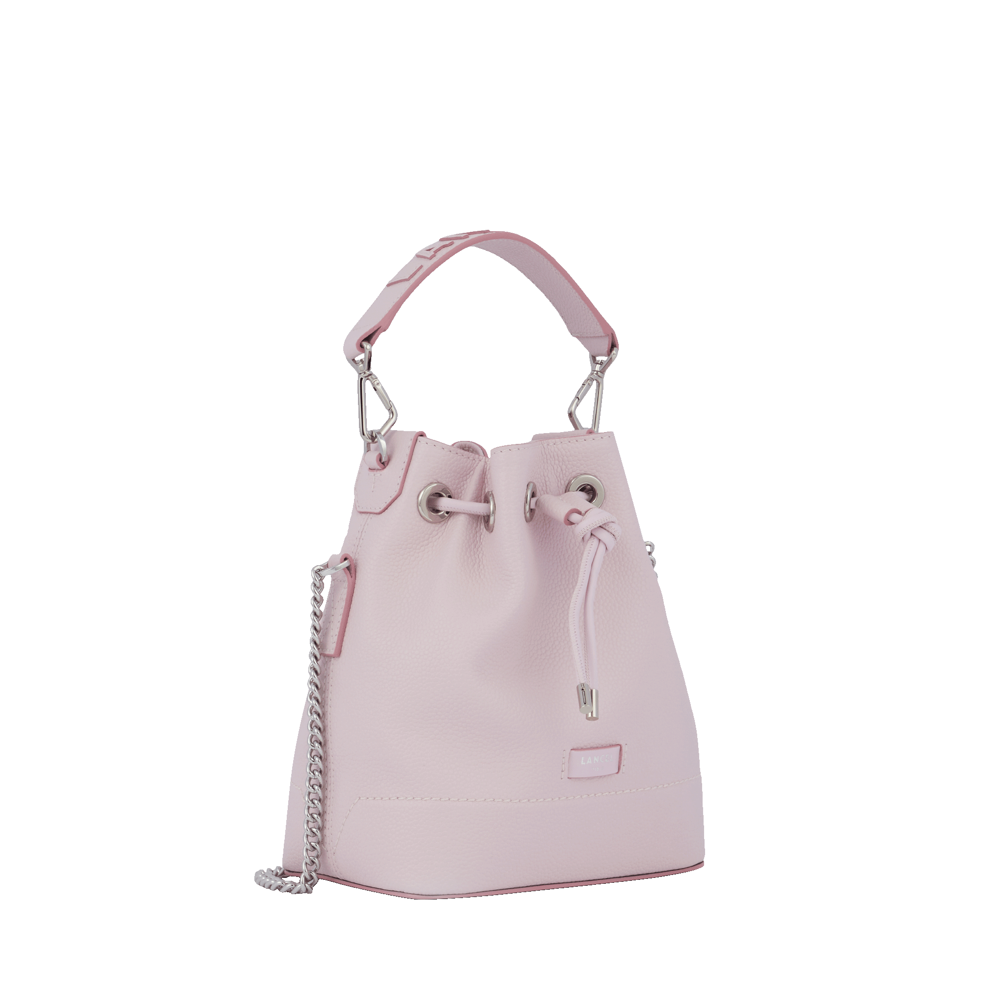 Mini sac seau Ninon en cuir grainé - Rose Dragee