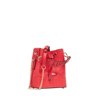 Mini sac seau Ninon en cuir grainé - Rouge Baiser
