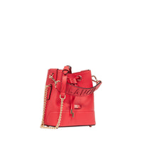 Mini sac seau Ninon en cuir grainé - Rouge Baiser