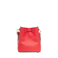 Mini sac seau Ninon en cuir grainé - Rouge Baiser