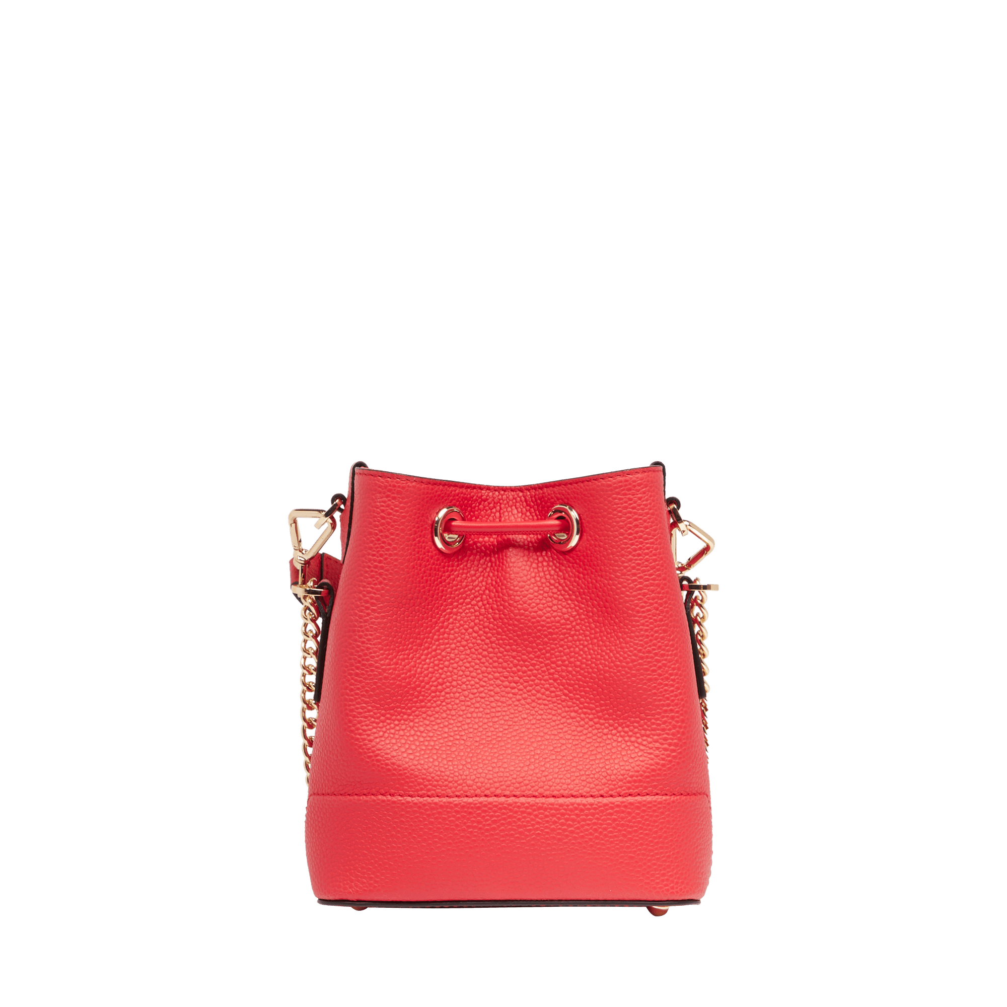 Mini sac seau Ninon en cuir grainé - Rouge Baiser