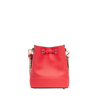 Mini sac seau Ninon en cuir grainé - Rouge Baiser