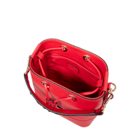 Mini sac seau Ninon en cuir grainé - Rouge Baiser