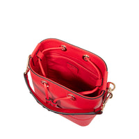 Mini sac seau Ninon en cuir grainé - Rouge Baiser