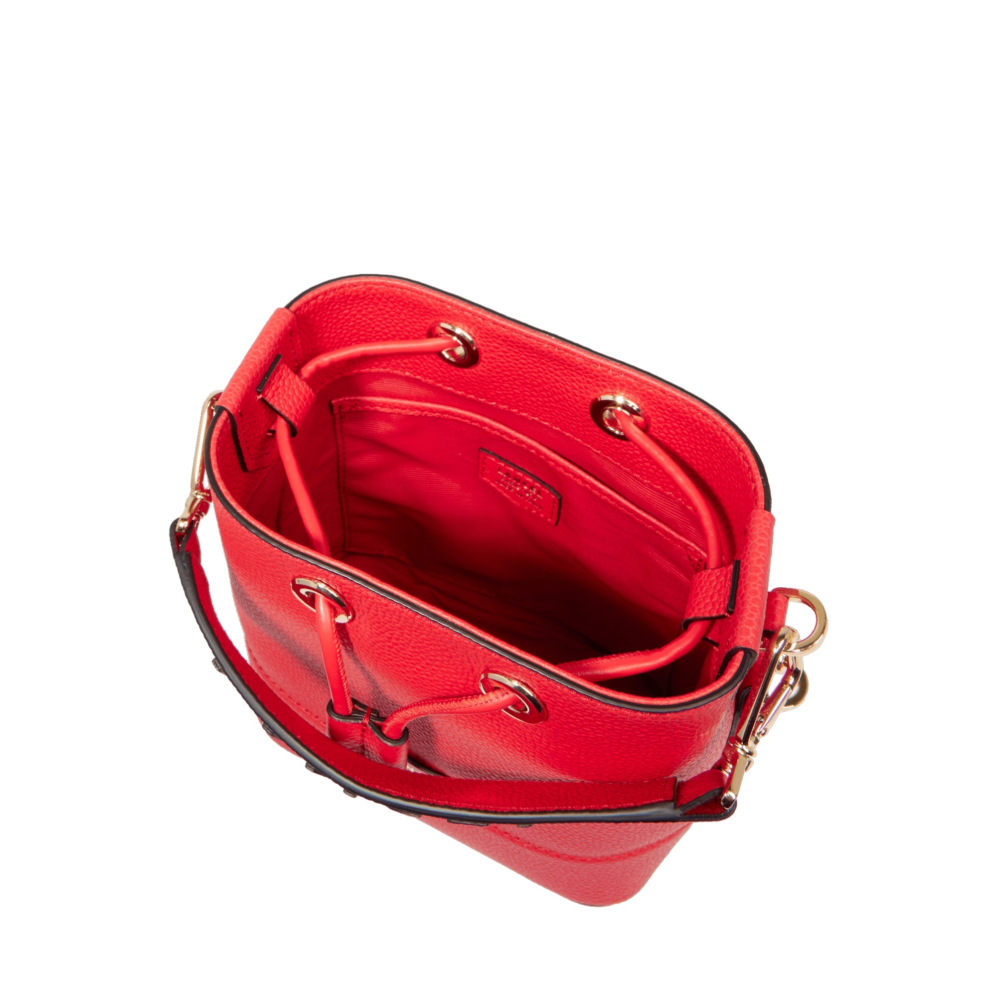 Mini sac seau Ninon en cuir grainé - Rouge Baiser
