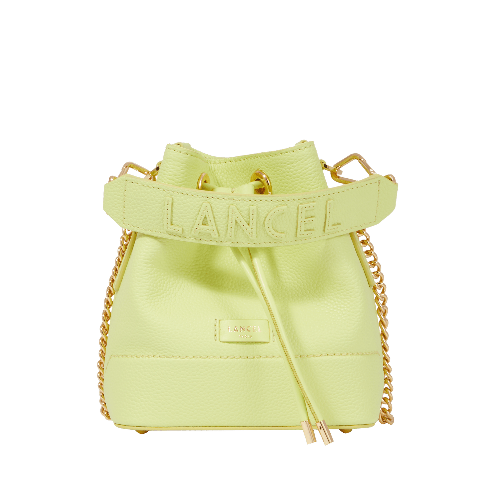 Mini sac seau Ninon en cuir grainé - Citron Vert