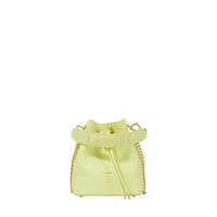 Mini sac seau Ninon en cuir grainé - Citron Vert