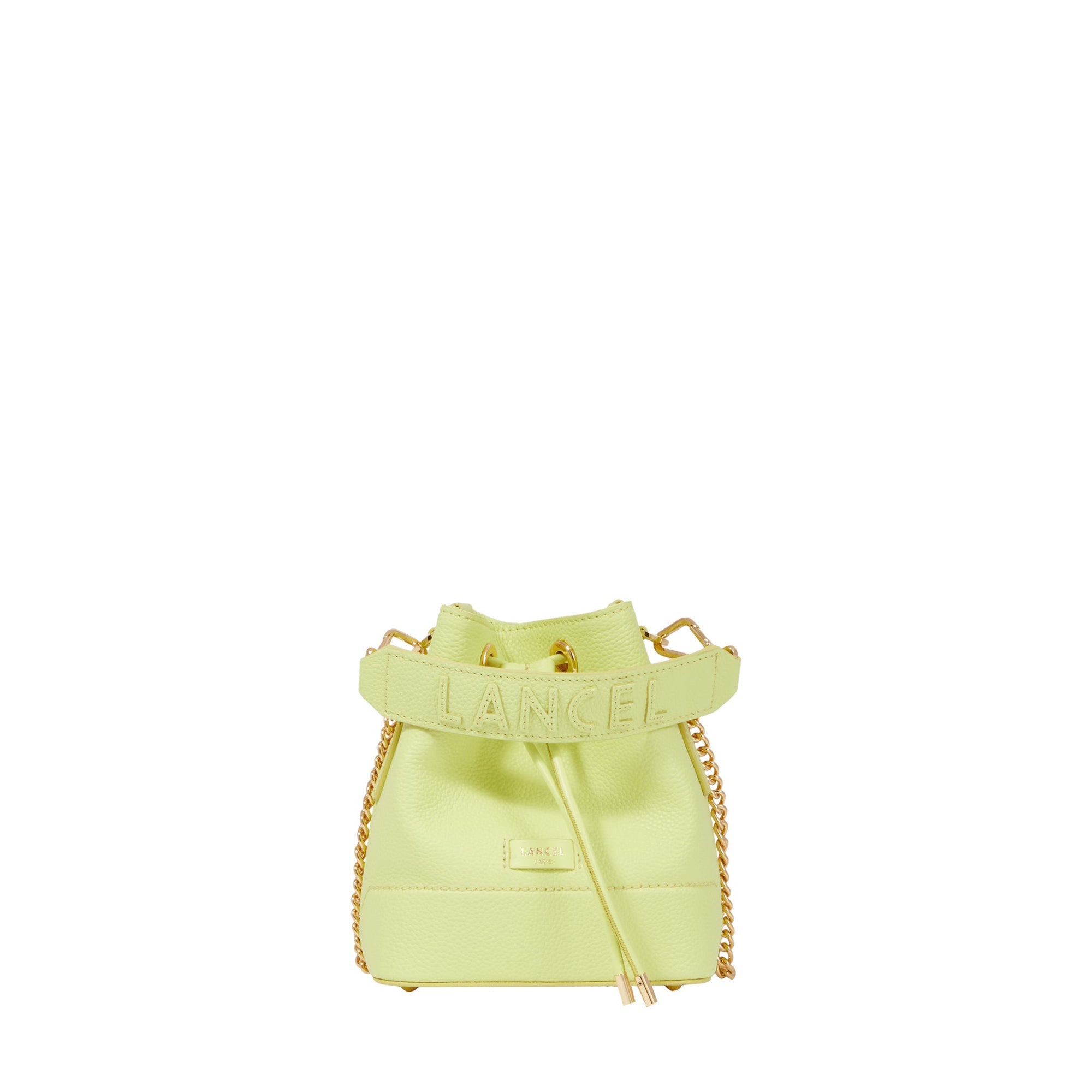 Mini sac seau Ninon en cuir grainé - Citron Vert