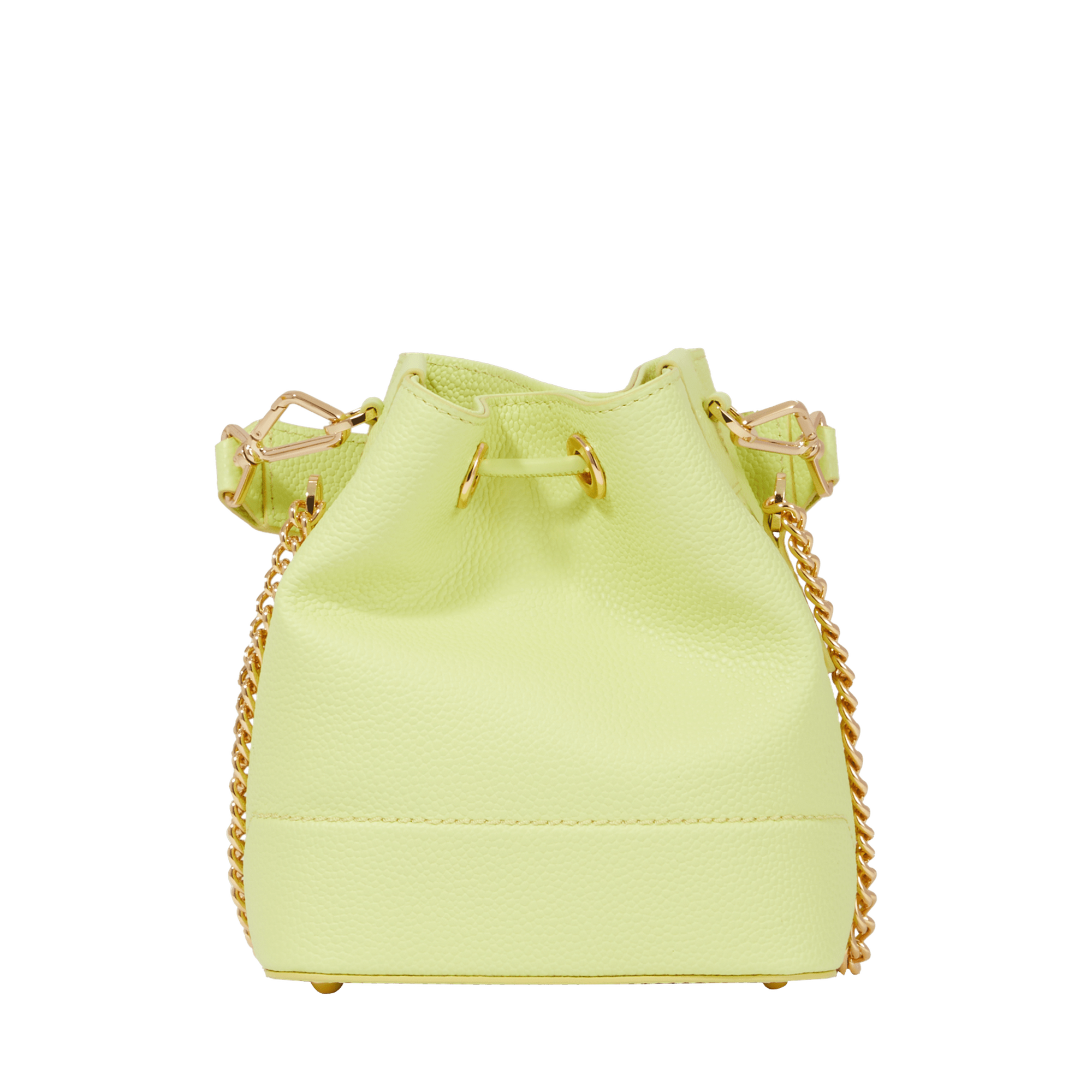 Mini sac seau Ninon en cuir grainé - Citron Vert