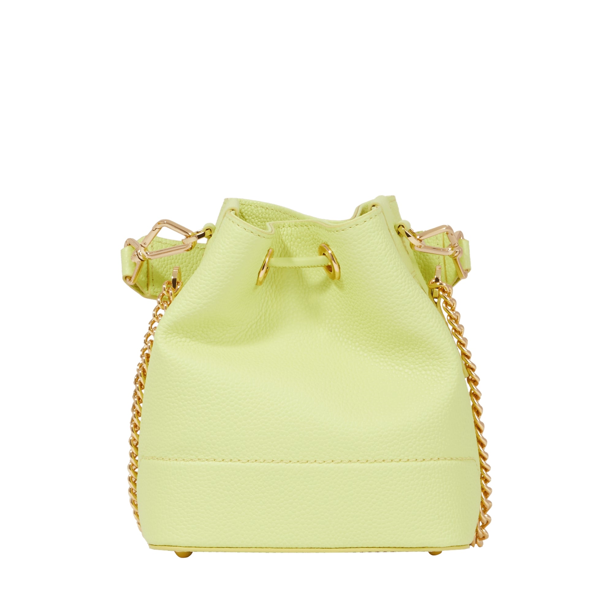 Mini sac seau Ninon en cuir grainé - Citron Vert