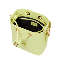 Mini sac seau Ninon en cuir grainé - Citron Vert