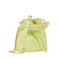 Mini sac seau Ninon en cuir grainé - Citron Vert