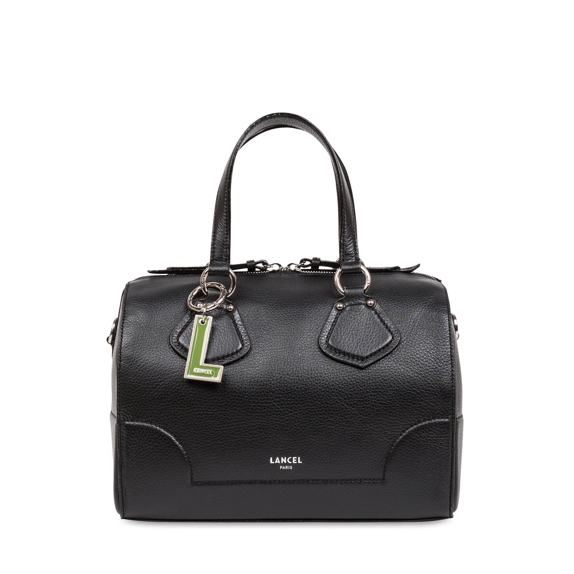 Sac bowling Izy en cuir lisse - Noir