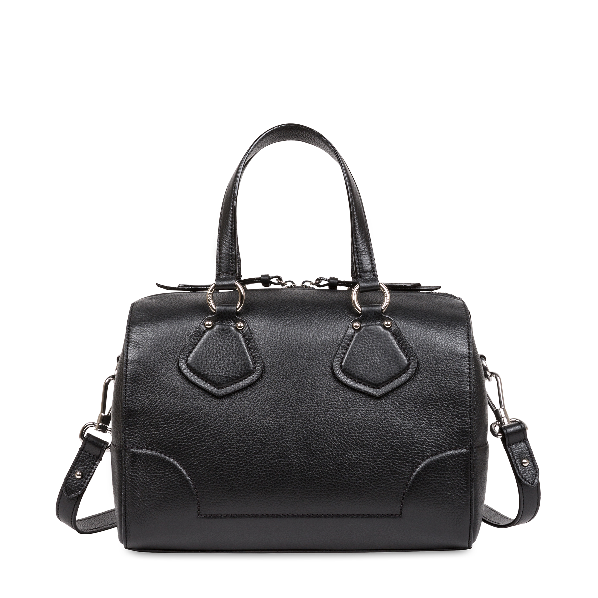 Sac bowling Izy en cuir lisse - Noir