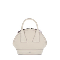 Sac porté main Macaron S en cuir grainé - Neige