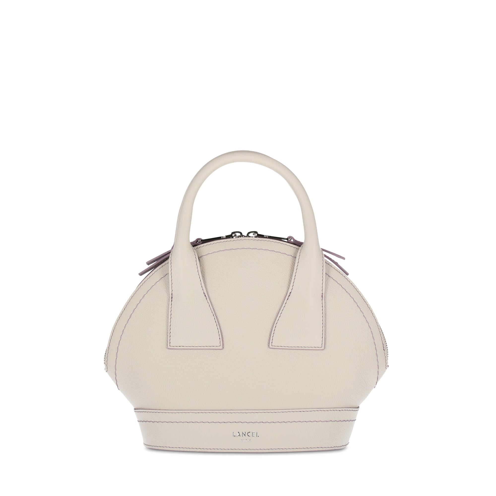 Sac porté main Macaron S en cuir grainé - Neige