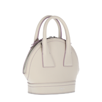 Sac porté main Macaron S en cuir grainé - Neige