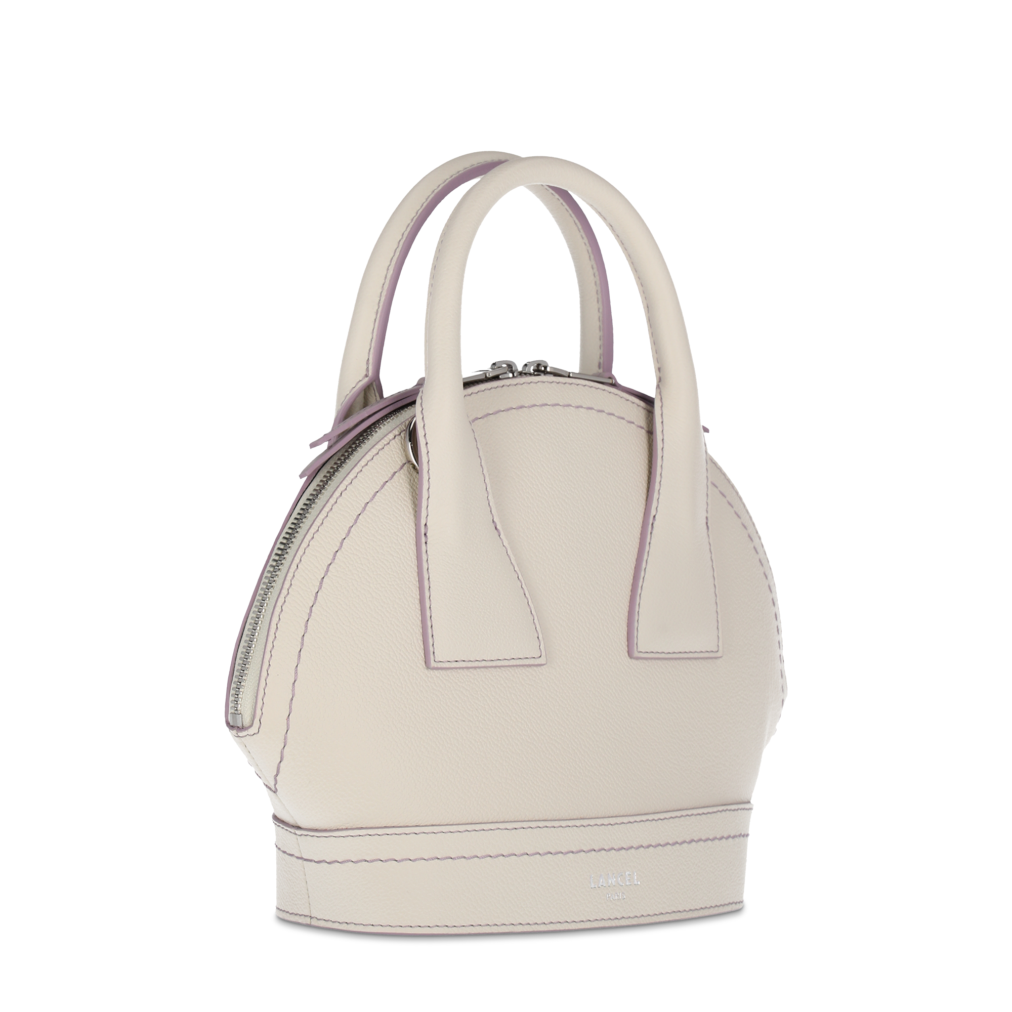 Sac porté main Macaron S en cuir grainé - Neige