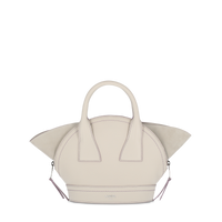 Sac porté main Macaron S en cuir grainé - Neige