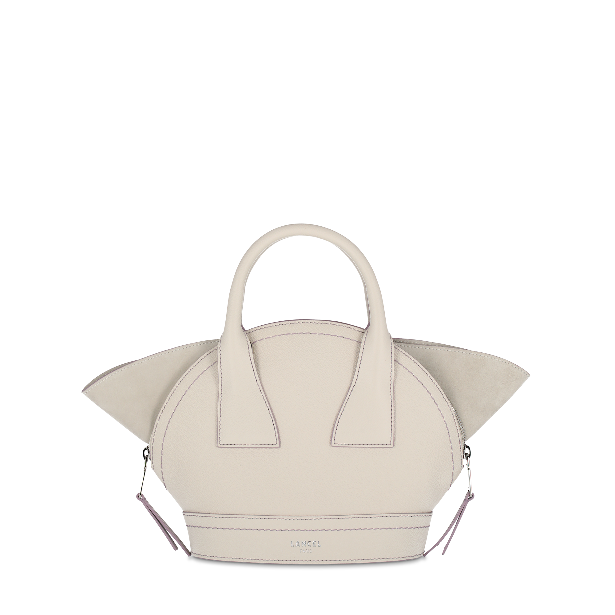 Sac porté main Macaron S en cuir grainé - Neige