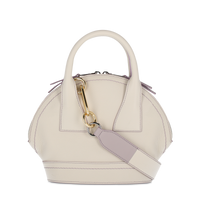 Sac porté main Macaron S en cuir grainé - Neige