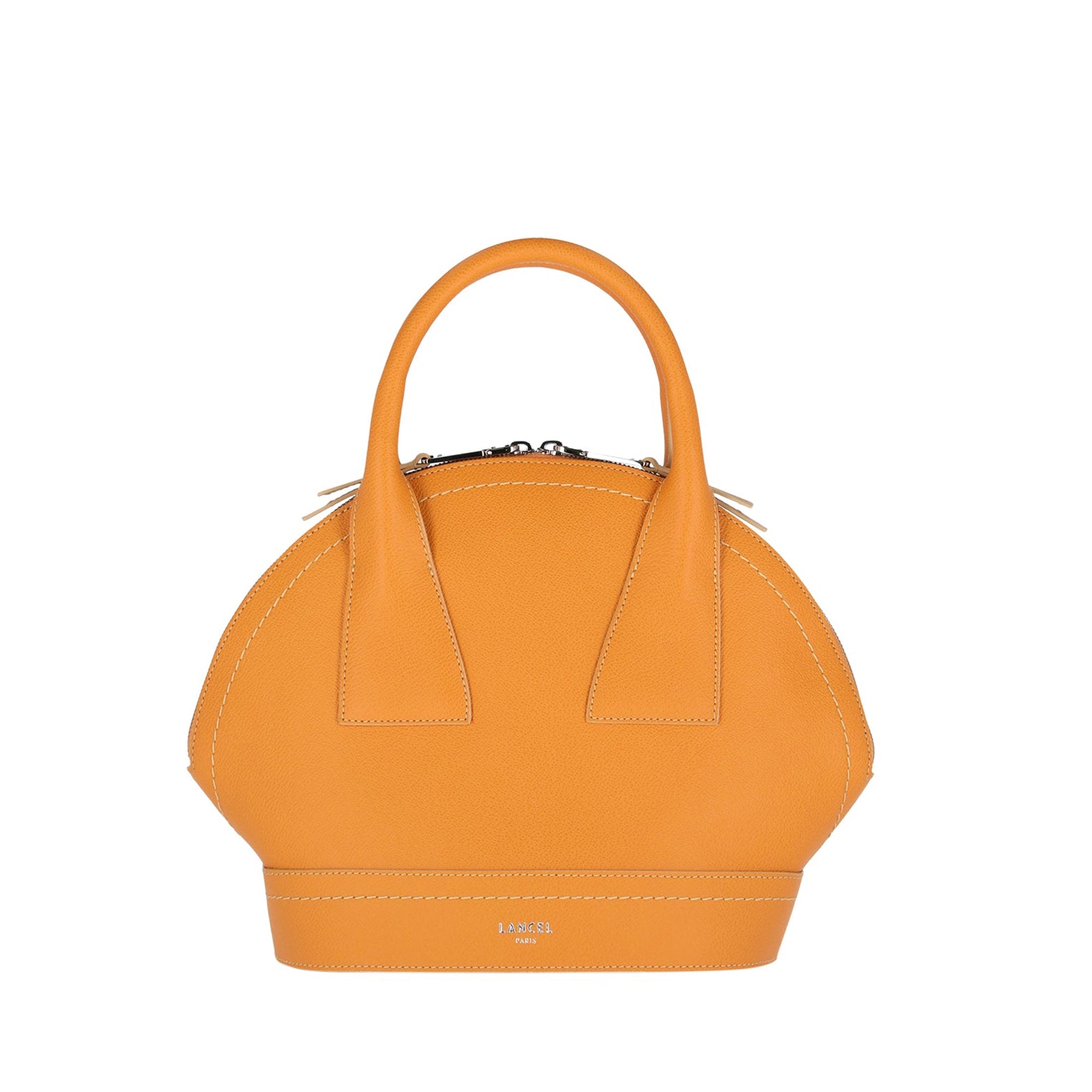 Sac porté main M Macaron en cuir - Mandarine
