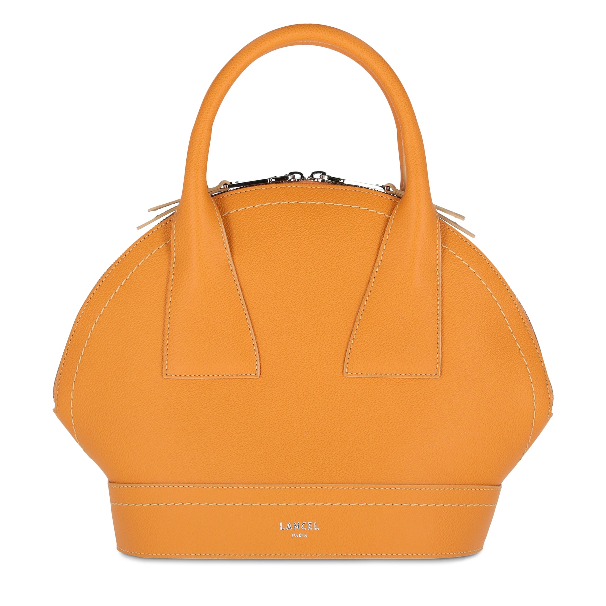 Sac porté main M Macaron en cuir - Mandarine