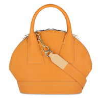Sac porté main M Macaron en cuir - Mandarine