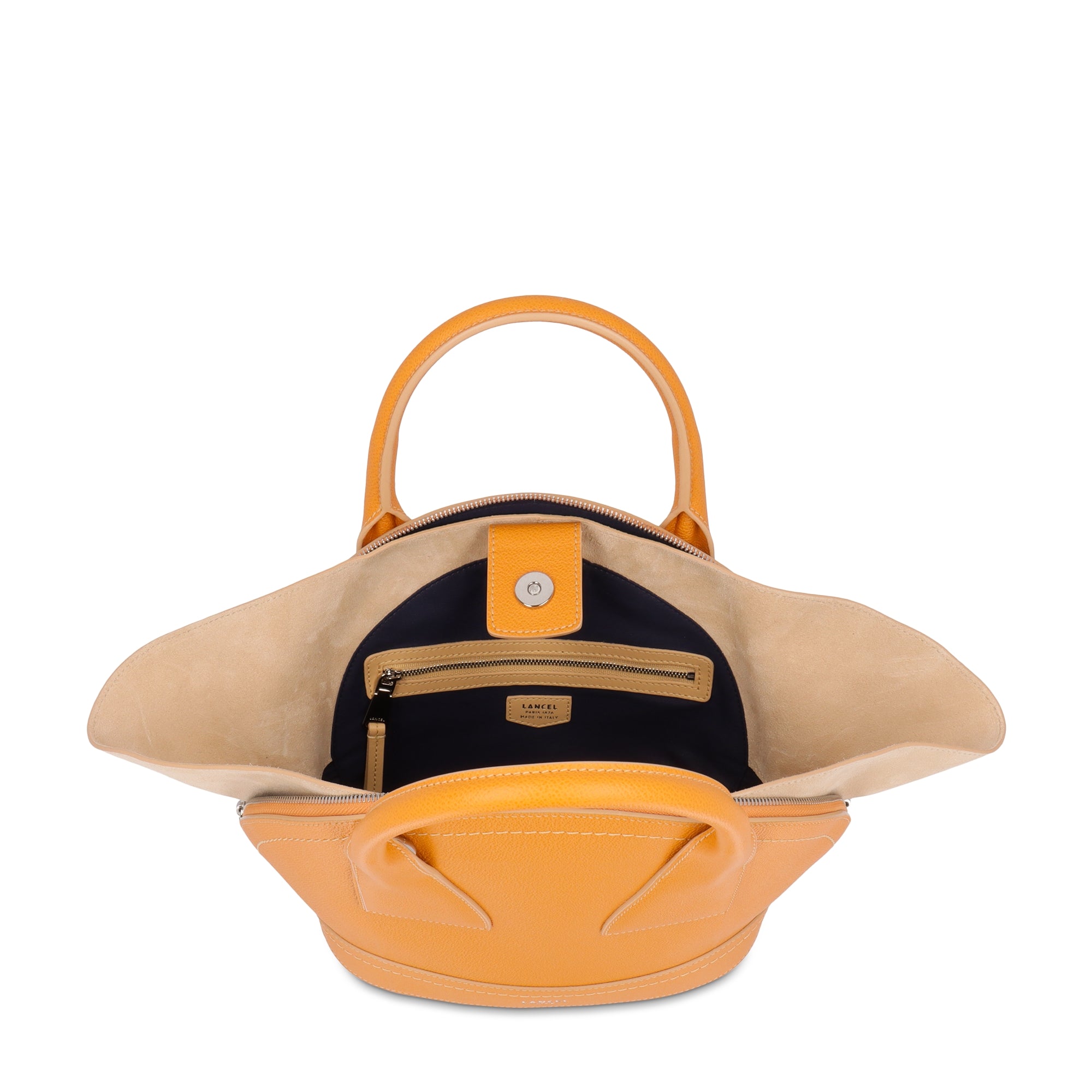 Sac porté main M Macaron en cuir - Mandarine