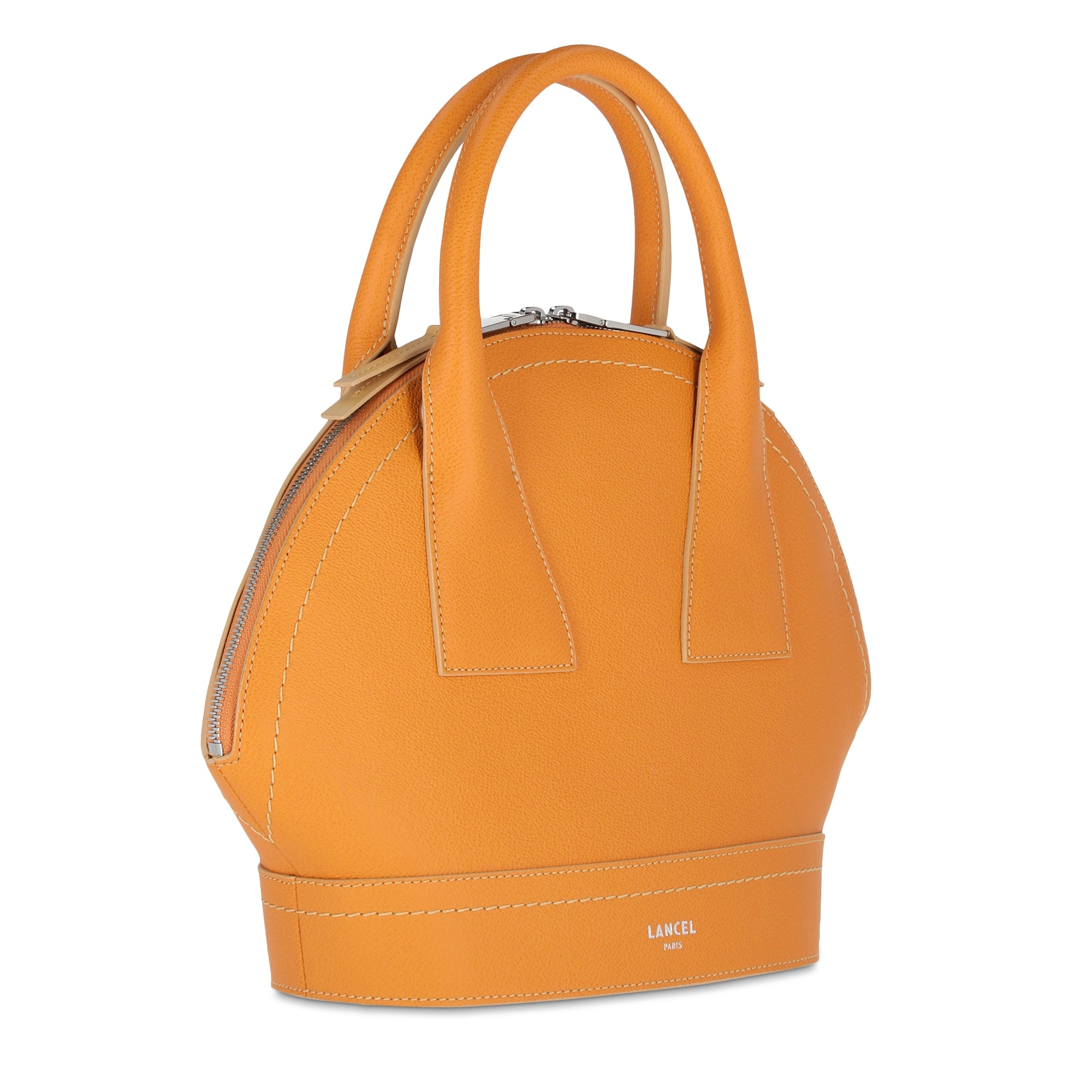 Sac porté main M Macaron en cuir - Mandarine