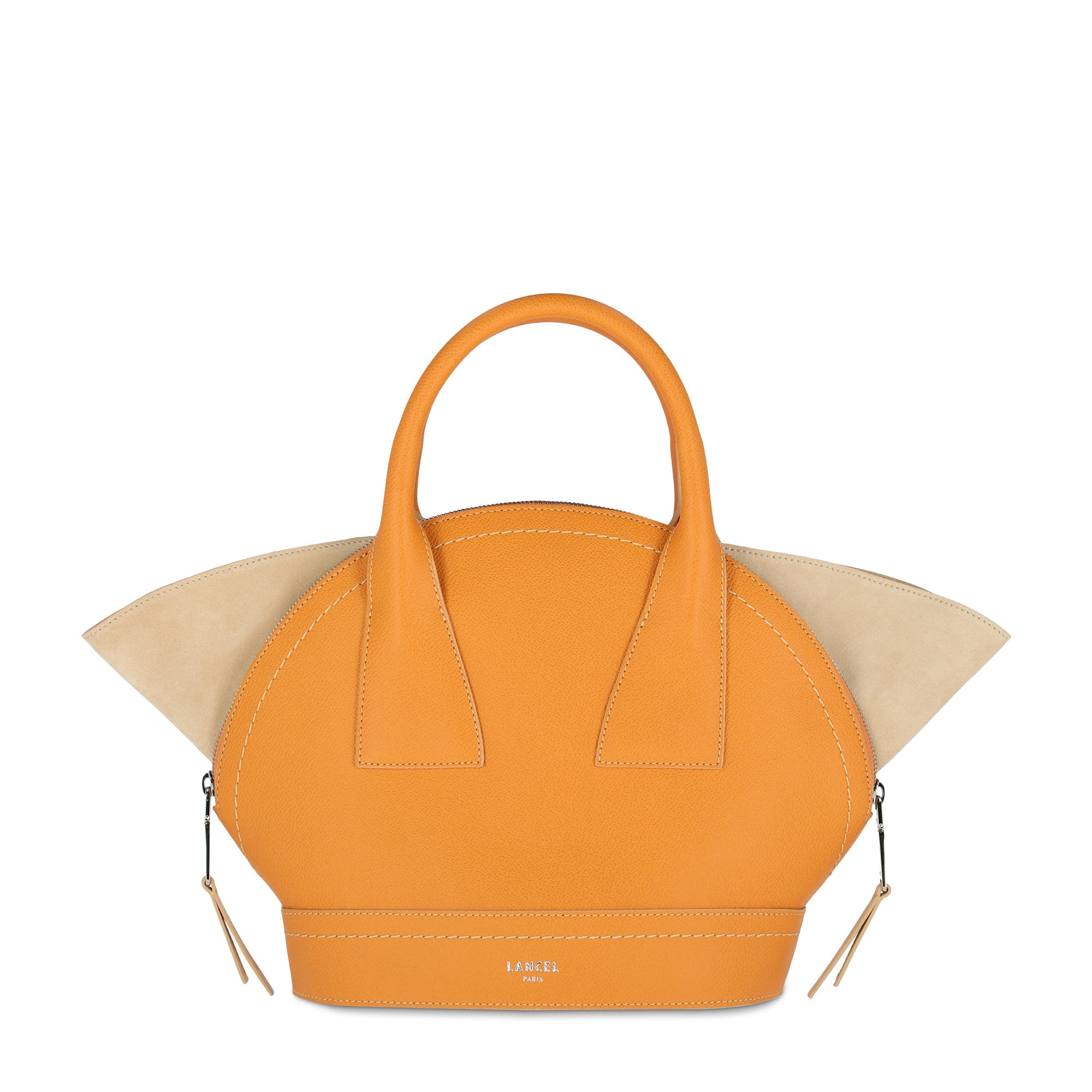 Sac porté main M Macaron en cuir - Mandarine