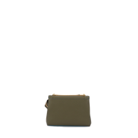 Sac rabat Ninon S en cuir grainé - Kaki foncé & Cobal