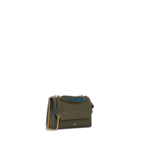 Sac rabat Ninon S en cuir grainé - Kaki foncé & Cobal