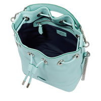 Sac seau S Ninon en cuir grainé - Menthe & Emeraude