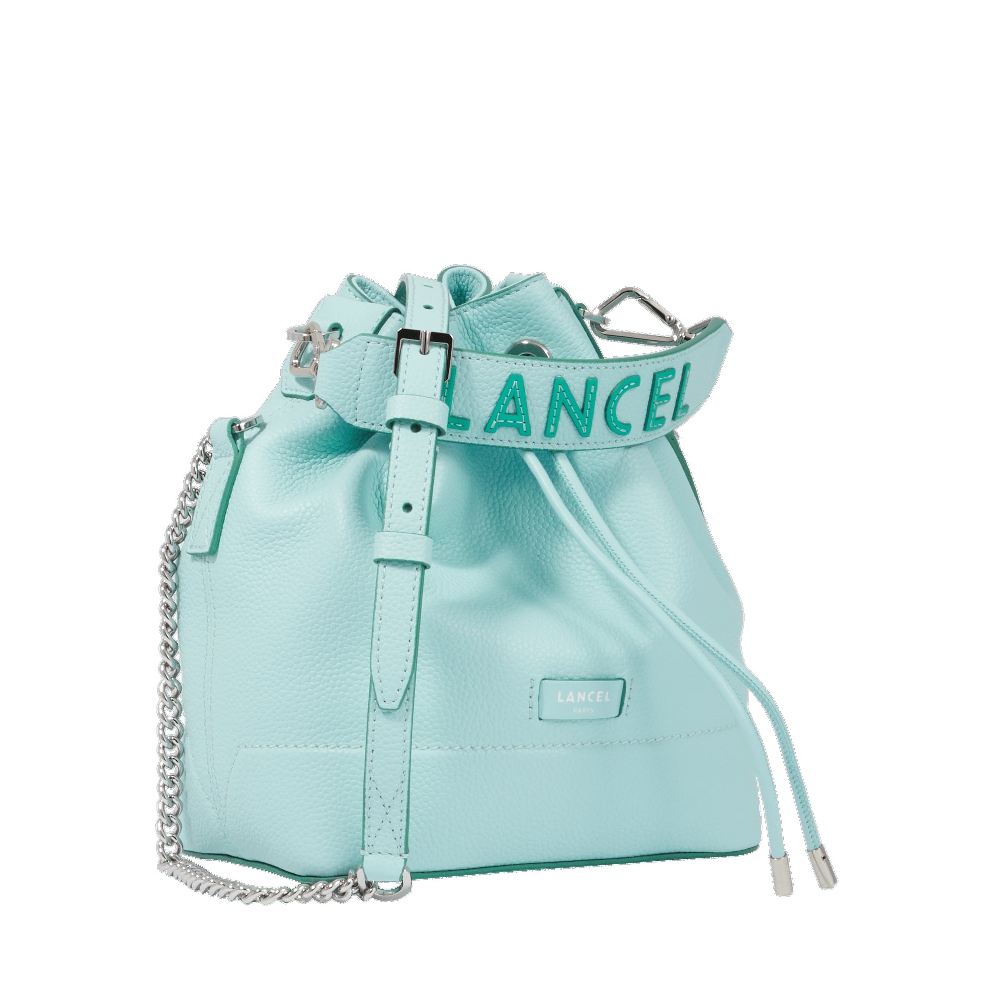 Sac seau S Ninon en cuir grainé - Menthe & Emeraude