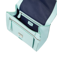 Sac rabat M Ninon en cuir grainé - Menthe & Emeraude