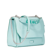 Sac rabat M Ninon en cuir grainé - Menthe & Emeraude